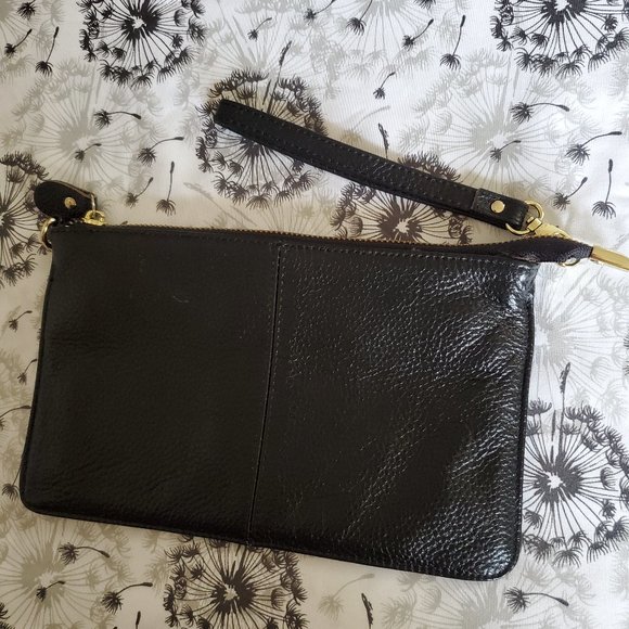 BLACK LEATHER WRISTLET NWOT - Picture 2 of 4